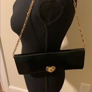 Lovcat Black evening purse with gold chain strap
